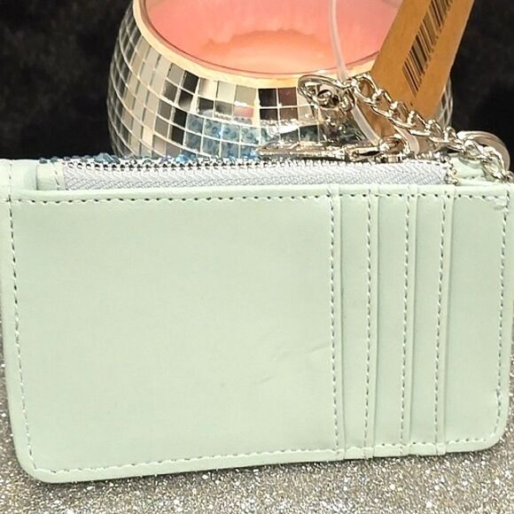 Steve Madden PVC Stone Keychain Wallet- Mint - Picture 7 of 8